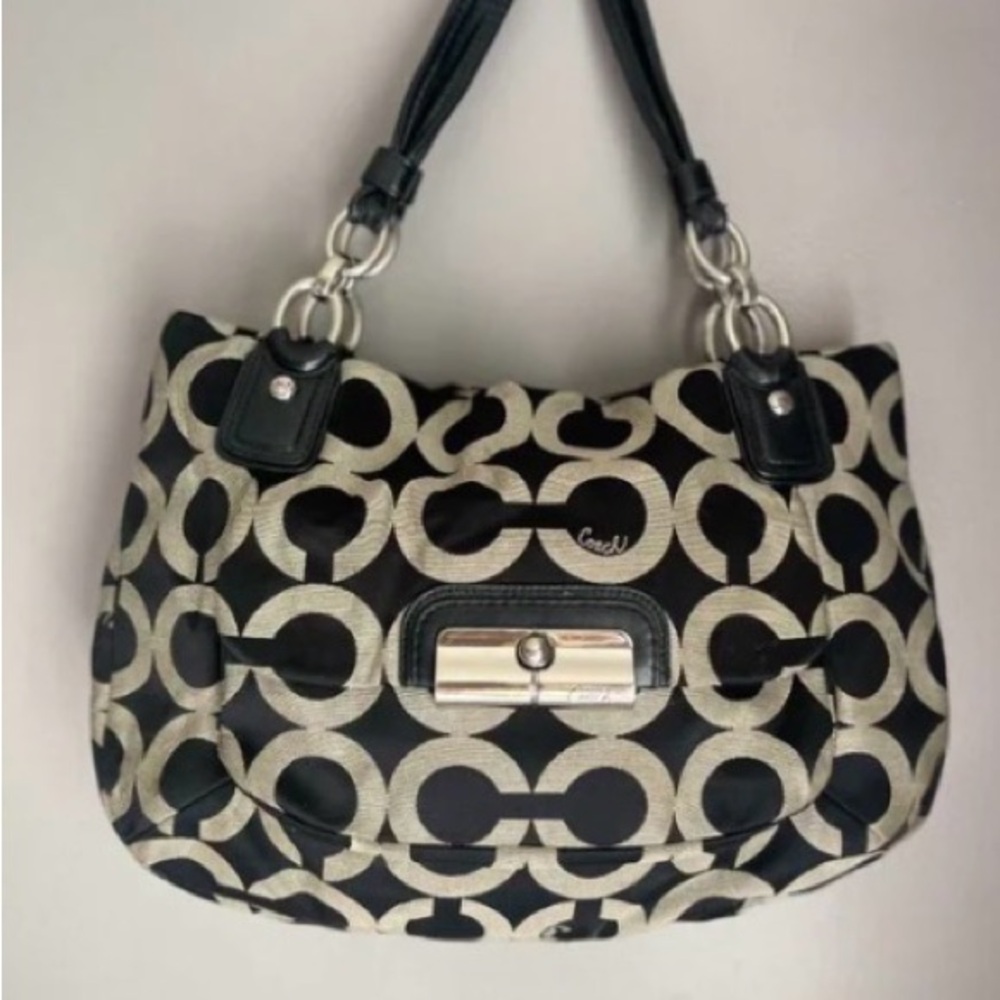 Coach‎ Black and Cream Shoulder Bag